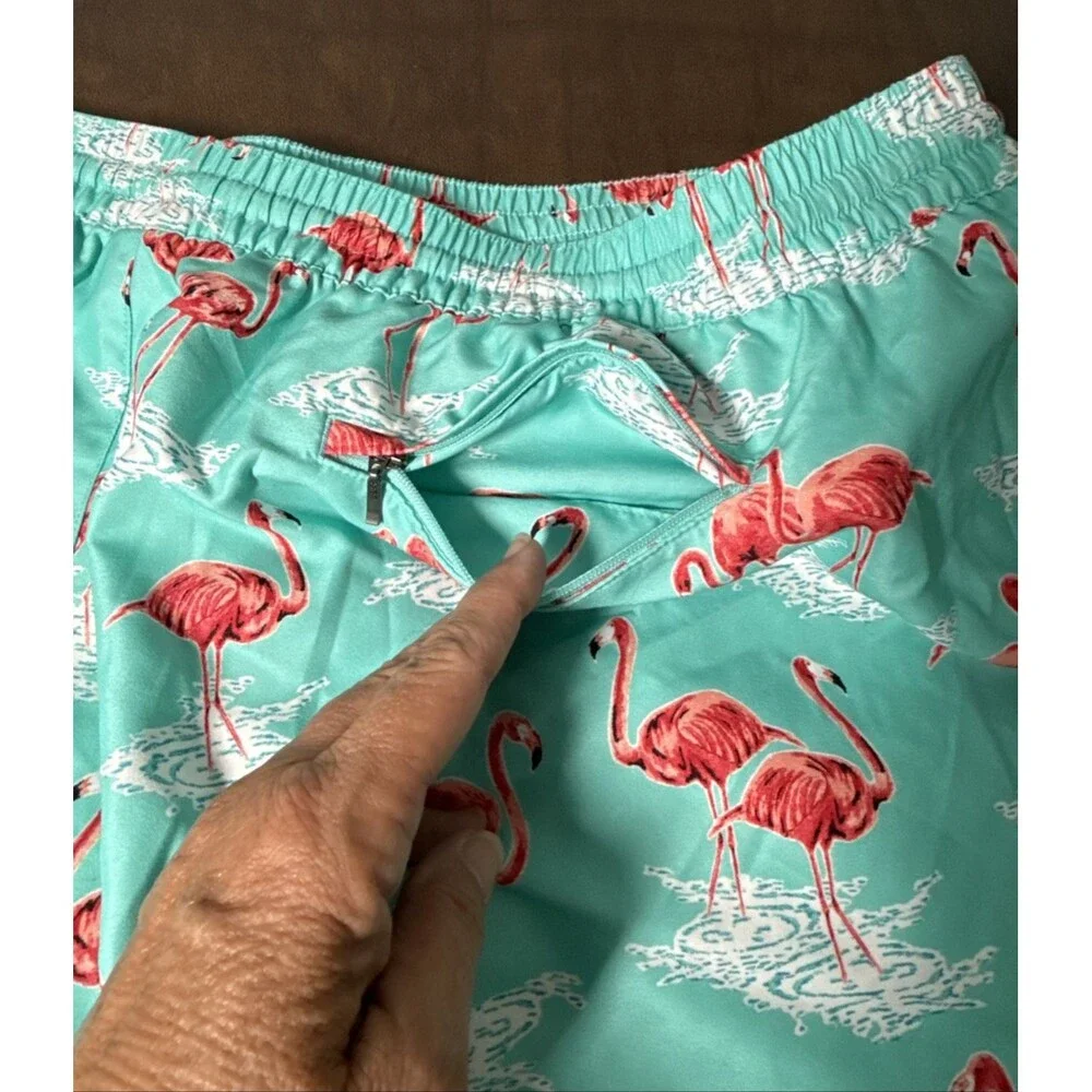 NWT Caribbean Swimwear Swim Shorts Trunks Pink Flamingo Sz 3X B Big Man